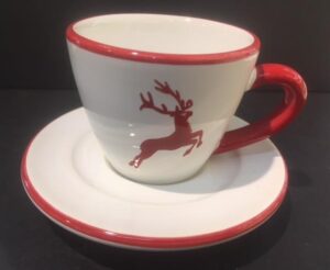 GMUNDNER KERAMIK Espresso-Set HIRSCH rubinrot