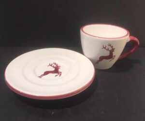 GMUNDNER KERAMIK Espresso-Set HIRSCH Bordeauxrot