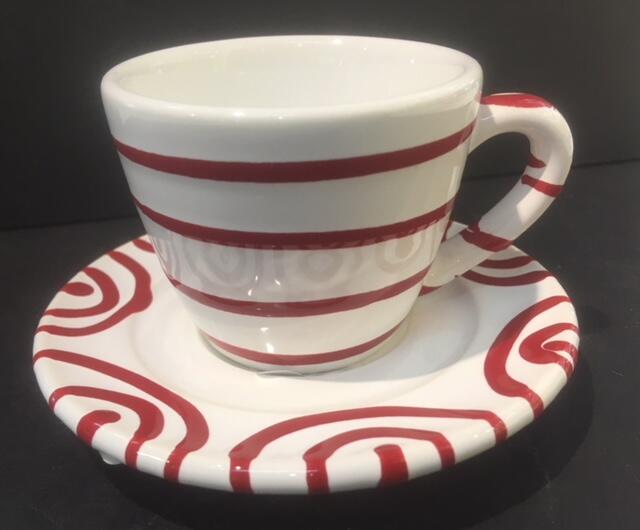 GMUNDNER KERAMIK Espresso-Set rotgeflammt